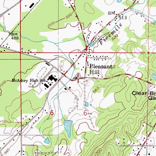 Topographic Map of Pleasant Hill United Methodist Church, AL