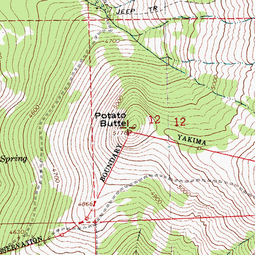 Topographic Map of Potato Butte, WA