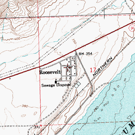 Topographic Map of Roosevelt, WA