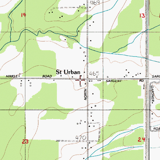 Topographic Map of Saint Urban, WA