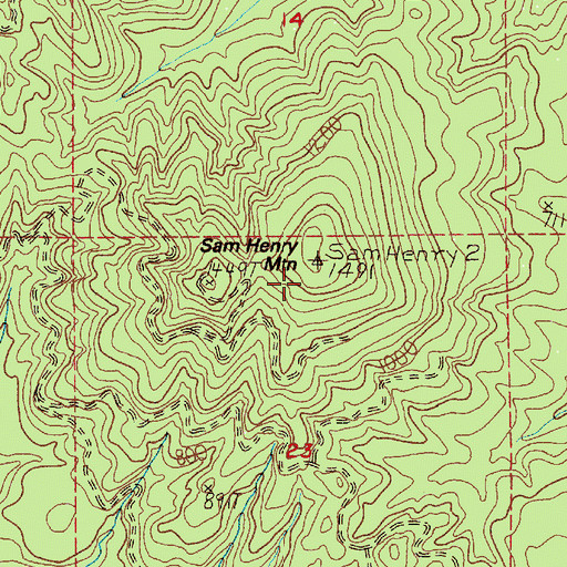Topographic Map of Sam Henry Mountain, WA