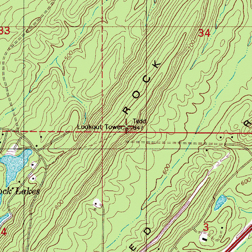 Topographic Map of Rock Mountain, AL