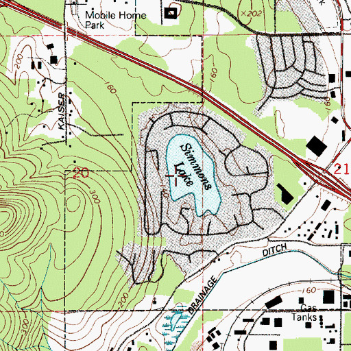 Topographic Map of Simmons Lake, WA