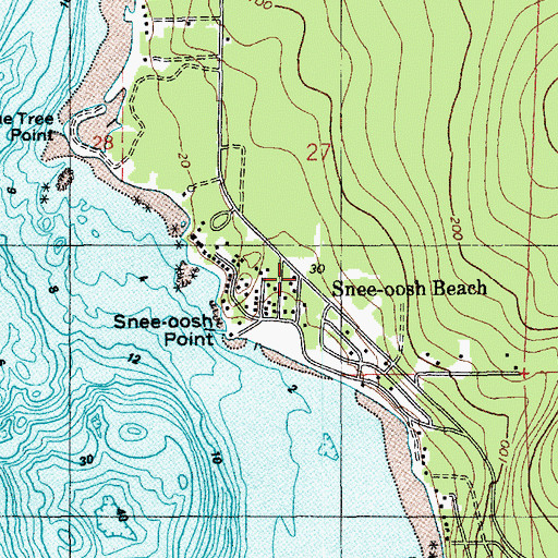 Topographic Map of Snee-oosh Beach, WA