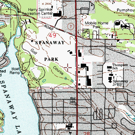 Topographic Map of Spanaway Park, WA