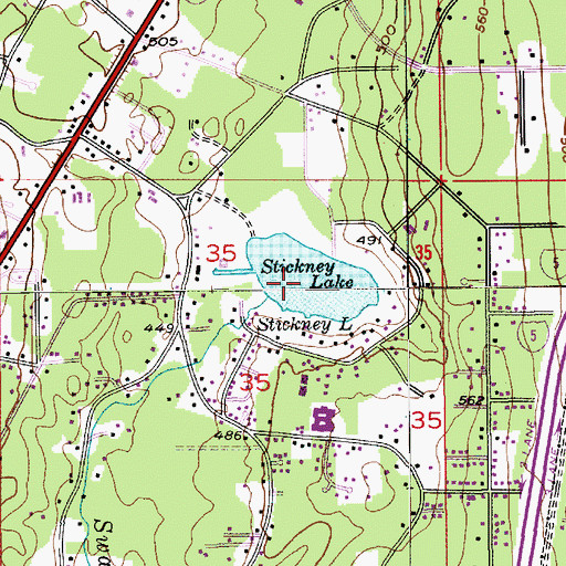 Topographic Map of Stickney Lake, WA