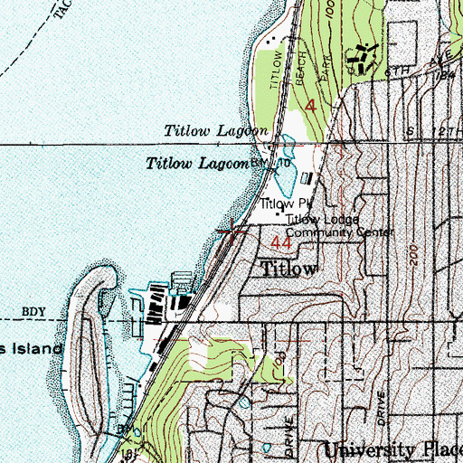 Topographic Map of Titlow, WA