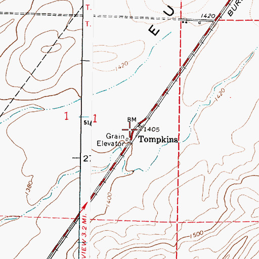 Topographic Map of Tompkins, WA