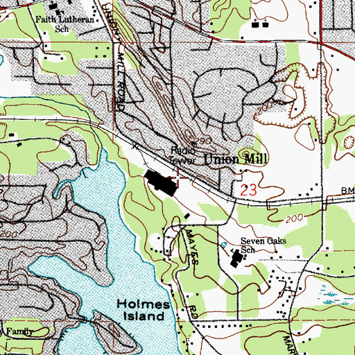 Topographic Map of Union Mill, WA