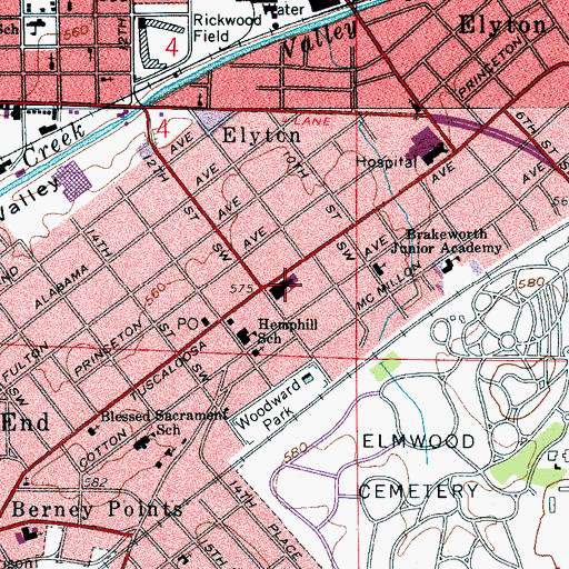 Topographic Map of West End Baptist Church, AL