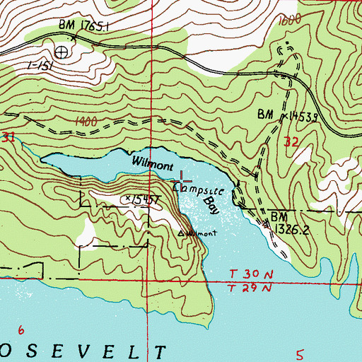 Topographic Map of Wilmont Bay, WA