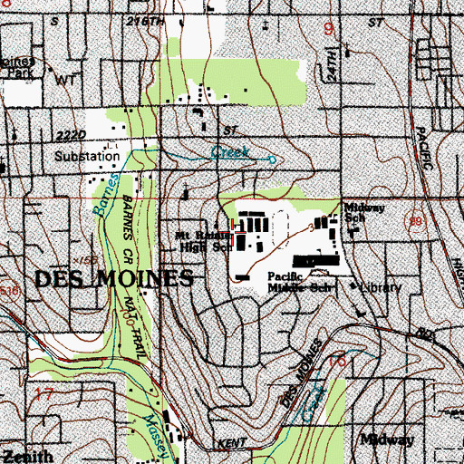 Topographic Map of Mount Rainier High School, WA
