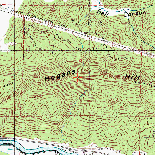 Topographic Map of Hogans Hill, WA