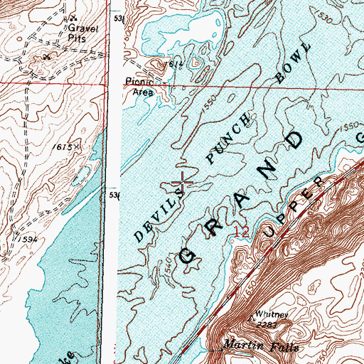 Topographic Map of Devils Punch Bowl, WA