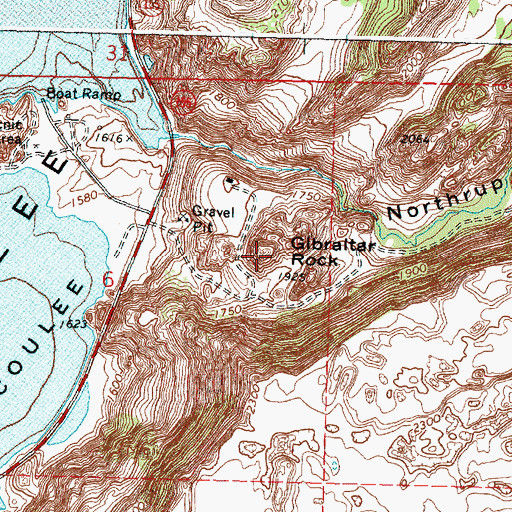 Topographic Map of Gibraltar Rock, WA