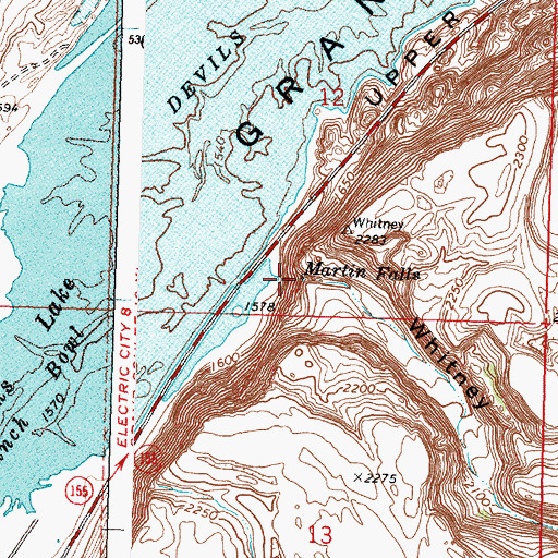 Topographic Map of Martin Falls, WA