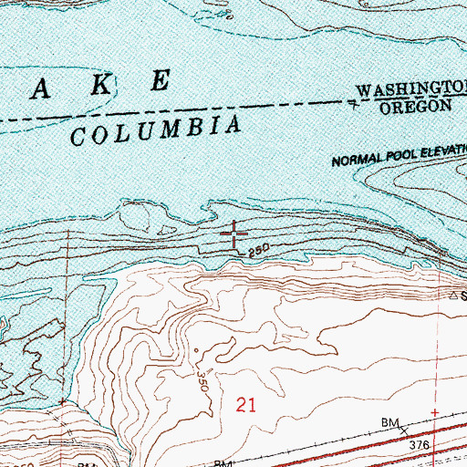 Topographic Map of Lake Umatilla, OR