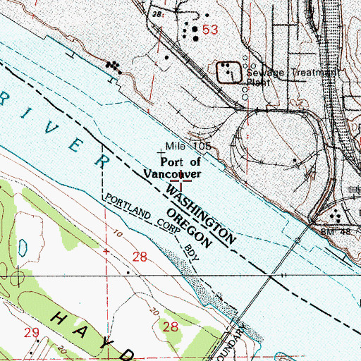 Topographic Map of Vancouver Lower Turning Basin, WA