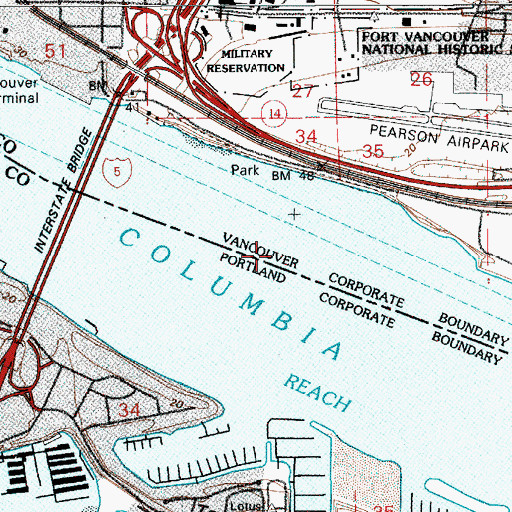 Topographic Map of Alternate Barge Channel, WA
