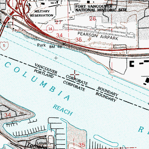 Topographic Map of Tomahawk Bar, WA