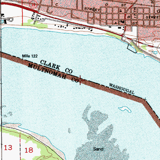 Topographic Map of Washougal Lower Range, WA