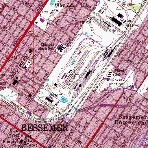 Topographic Map of Bessemer Furnace (historical), AL