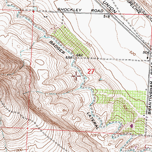 Topographic Map of East Badger Lateral, WA