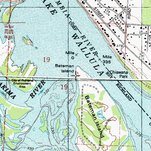 Topographic Map of Bateman Island, WA