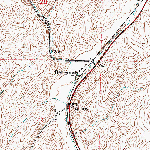 Topographic Map of Berryman, WA