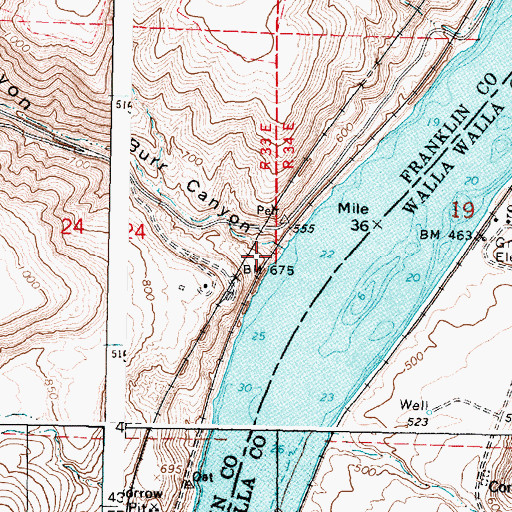 Topographic Map of Burr Canyon, WA