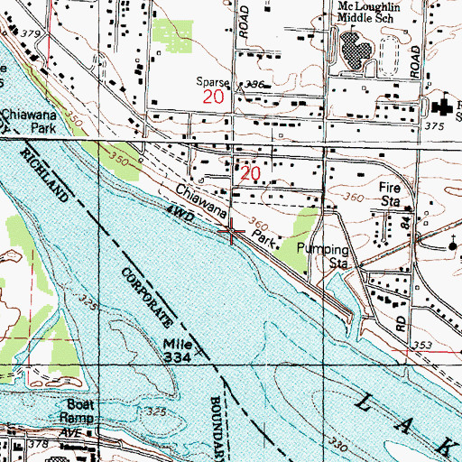 Topographic Map of Chiawana Park, WA