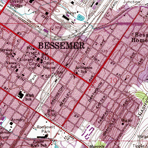 Topographic Map of First United Methodist Church of Bessemer, AL