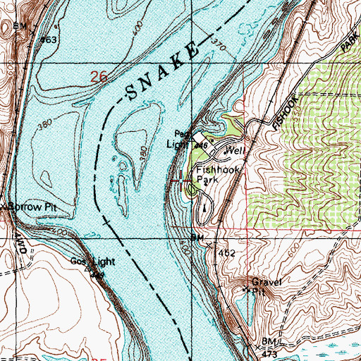 Topographic Map of Fishhook Park, WA