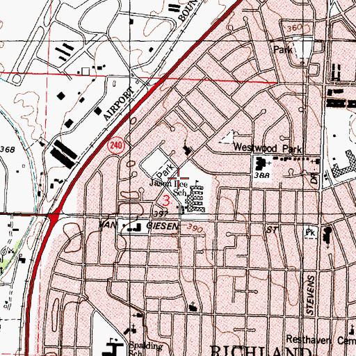 Topographic Map of Jason Lee Elementary School, WA
