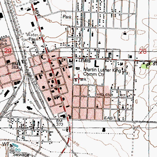 Topographic Map of Martin Luther King Jr Community Center, WA