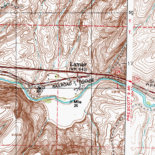 Topographic Map of Lamar, WA