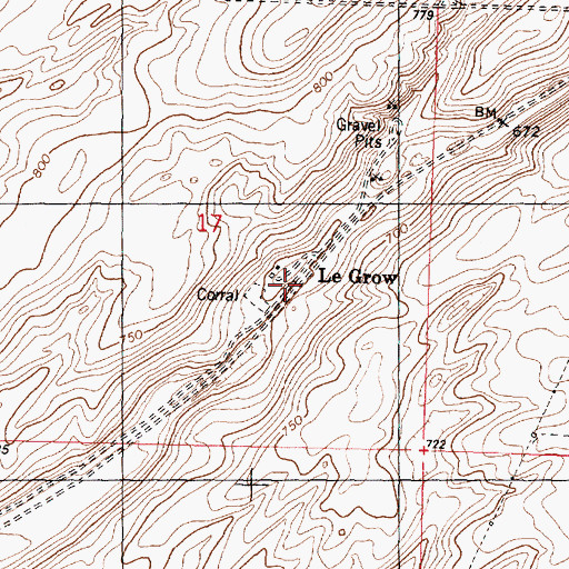 Topographic Map of Le Grow, WA