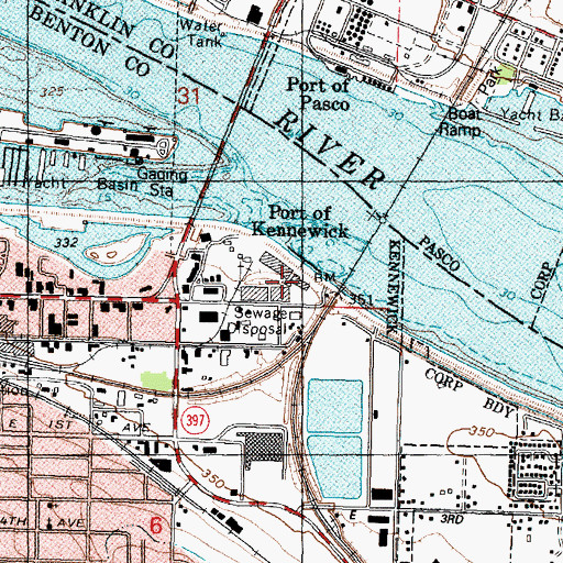 Topographic Map of Port of Kennewick, WA