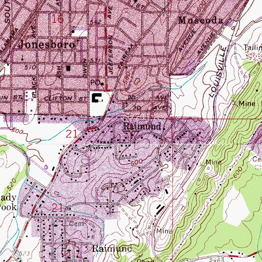 Topographic Map of Raimund Heights Baptist Church, AL