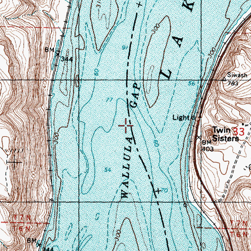 Topographic Map of Wallula Gap, WA