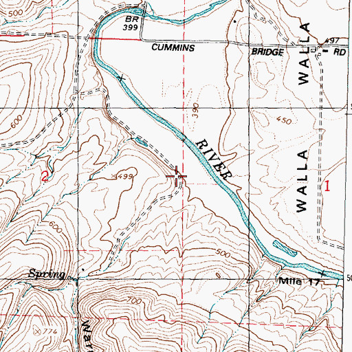 Topographic Map of Warm Springs Canyon, WA