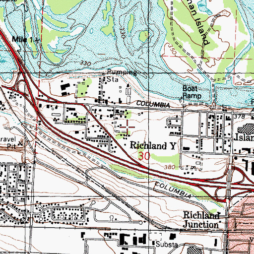 Topographic Map of Richland Y, WA