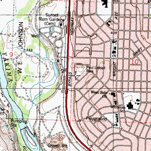 Topographic Map of Paul Liddell Park, WA