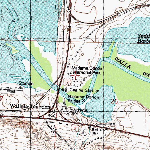 Topographic Map of Madame Dorion Memorial Park, WA