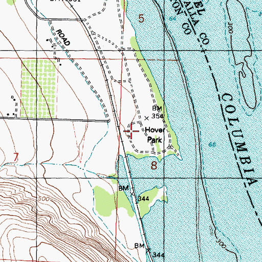Topographic Map of Hover Park, WA