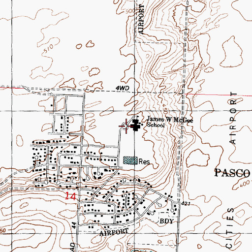 Topographic Map of James McGee Elementary School, WA