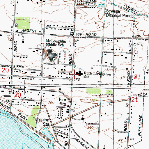 Topographic Map of Ruth Livingston Elementary School, WA