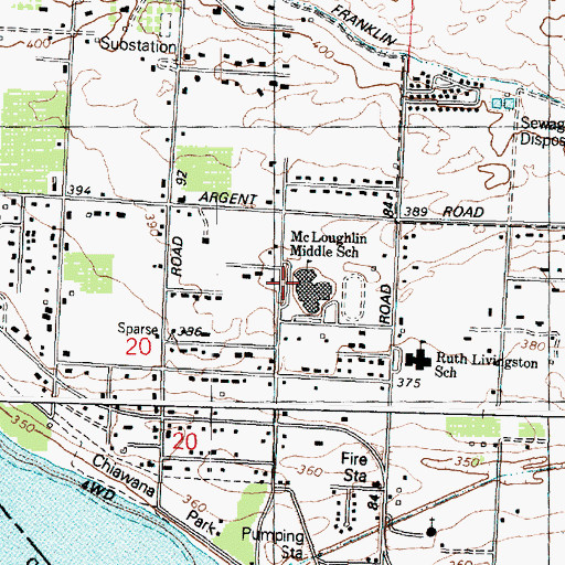 Topographic Map of McLoughlin Middle School, WA