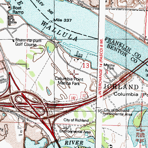 Topographic Map of Columbia Point Marina Park, WA