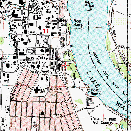 Topographic Map of Howard Amon Park, WA